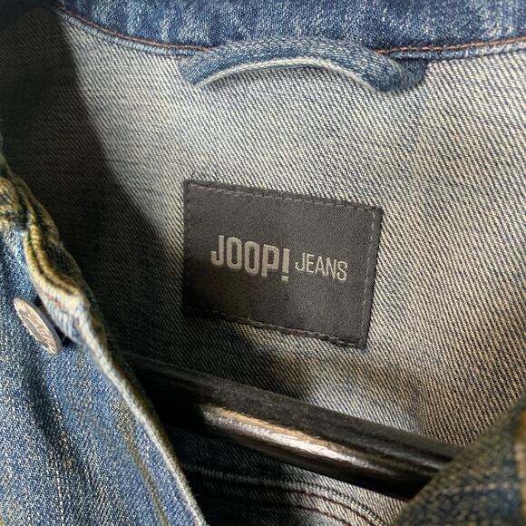 JOOP! Jeans Distressed Brown Washed Grunge Jean Jacket Sz 48 - Picture 4 of 6